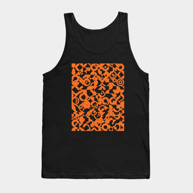 Electronic Musician Synthesizer Pattern Orange Tank Top by Atomic Malibu